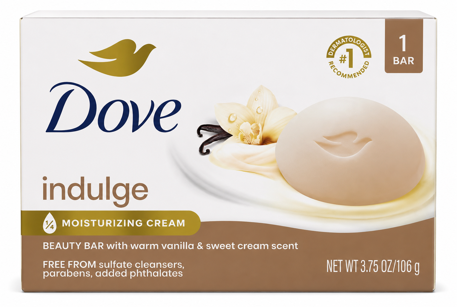Dove Indulge Beauty Bar Warm Vanilla & Sweet Cream Scent 1 bar- 3.75 oz