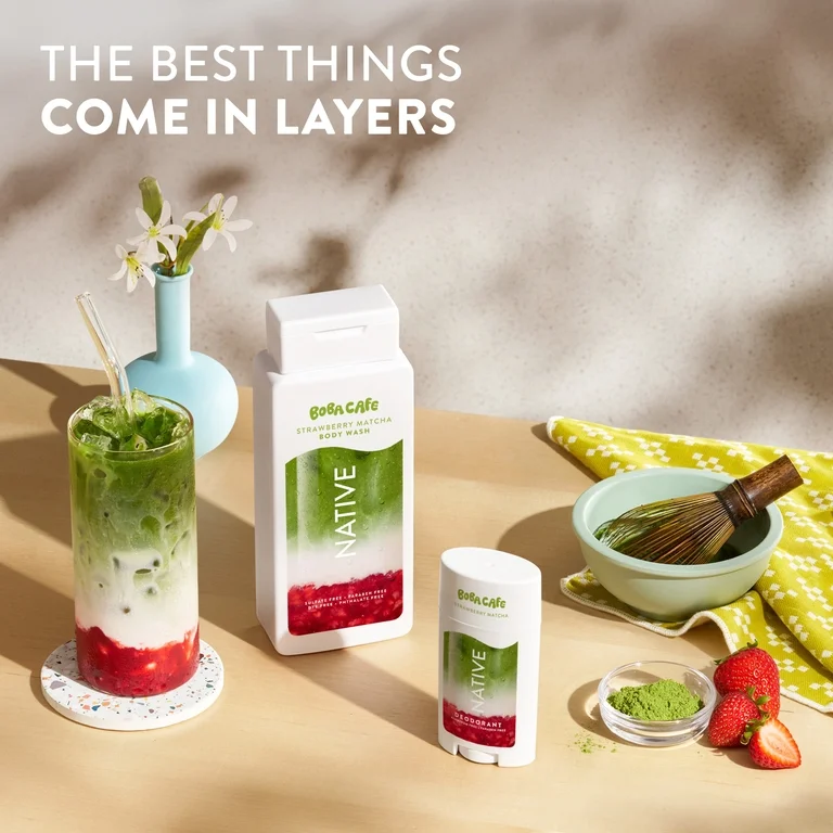 Native Boba Cafe Strawberry Matcha Deodorant 2.65 oz - Image 2