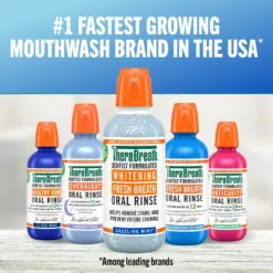 TheraBreath Dentist Formulated Whitening Fresh Breath Oral Rinse Dazzling Mint 16 fl oz - Image 3