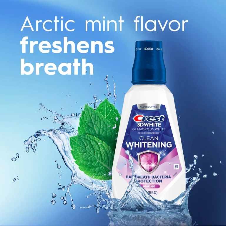 Crest 3DWhite Glamorous White Clean Whitening Mouthwash Radiant Mint 32 fl oz - Image 3