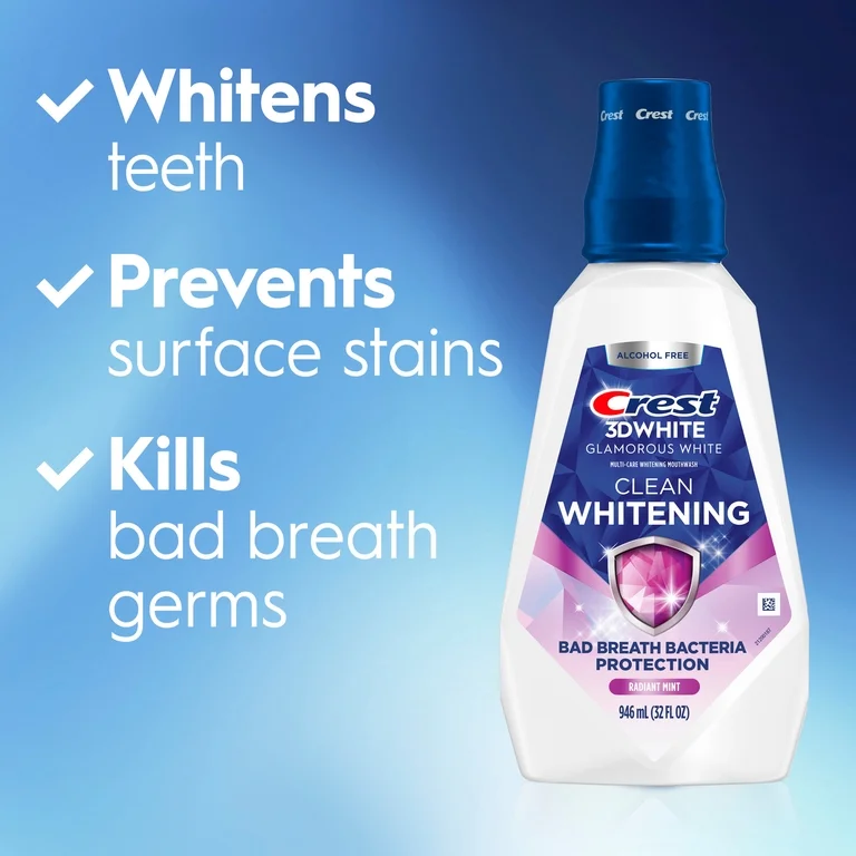 Crest 3DWhite Glamorous White Clean Whitening Mouthwash Radiant Mint 32 fl oz - Image 2