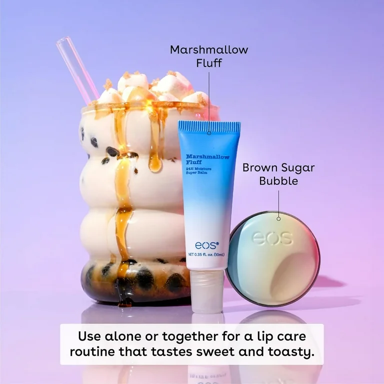 eos Brown Sugar Bubble Lip Scrub & 24H Moisture Super Balm Set - Image 2