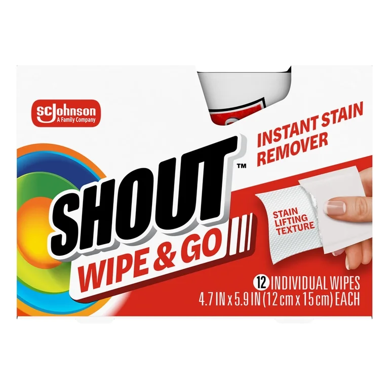 Shout Wipe & Go Instant Stain Remover Wipes, 12 Individual Wipes - Image 3