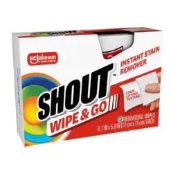Shout Wipe & Go Instant Stain Remover Wipes, 12 Individual Wipes