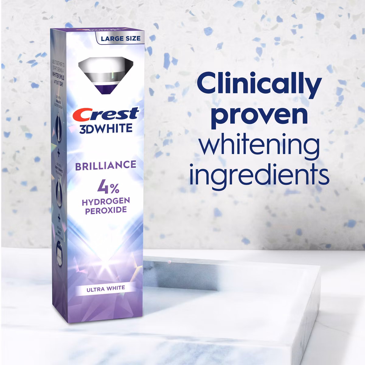 Crest 3D White Brilliance 4% Hydrogen Peroxide Ultra White Toothpaste 3.8 oz - Image 3