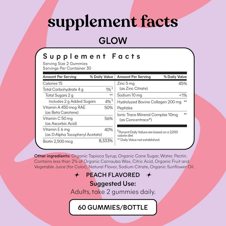 lemme Glow Hair, Skin & Nails Gummies 60 - Image 4