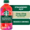 Shop Starbucks Strawberry Açaí Refreshers Concentrate, a 32 fl oz bottle that makes approximately five fruity, caffeinated drinks at home.