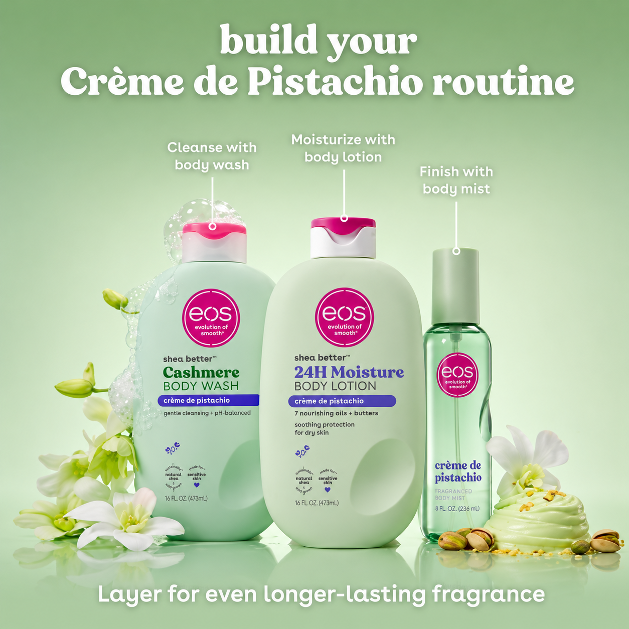 eos Shea Better 24H Moisture Crème de Pistachio Body Lotion 16 fl oz - Image 2
