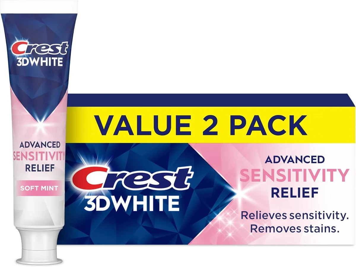 Crest 3D White Advanced Sensitivity Relief Soft Mint Toothpaste Value 2 Pack