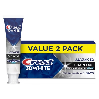 Crest 3D White Advanced Charcoal Toothpaste Value 2 Pack