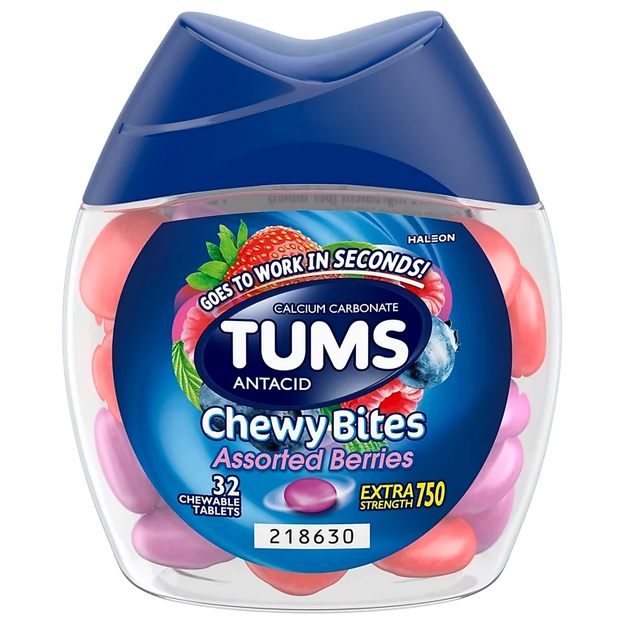 TUMS Chewy Bites Assorted Berries Extra Strength 750 — 32 Chewable Tablets