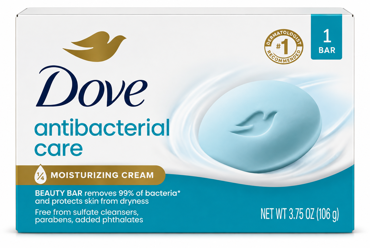 Dove Antibacterial Care Beauty Bar – 1 Bar (106g)