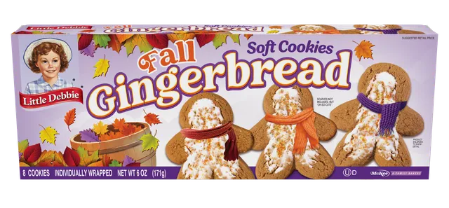 Little Debbie Fall Gingerbread Soft Cookies – 8 Individually Wrapped Cookies
