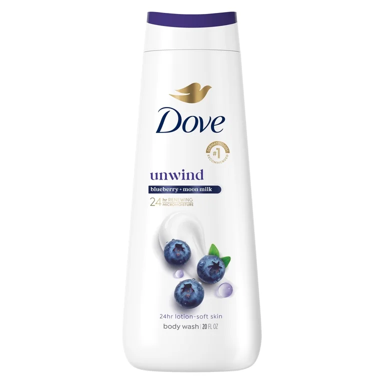 Dove Unwind Blueberry + Moon Milk Body Wash – 20 fl oz / 591ml