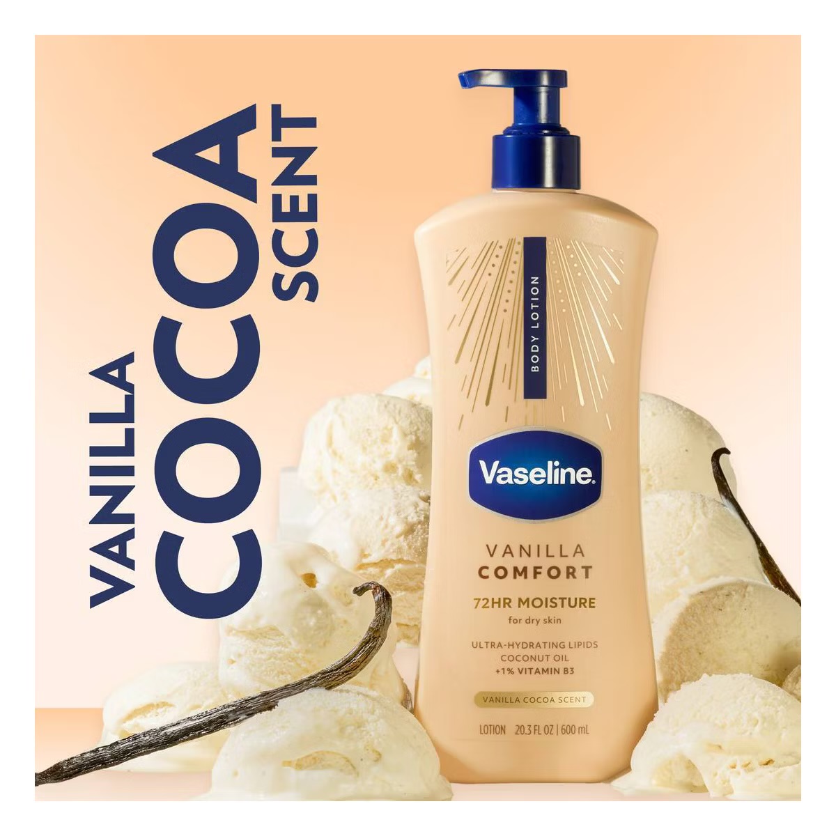 Vaseline Vanilla Comfort Body Lotion 600ml - Image 2