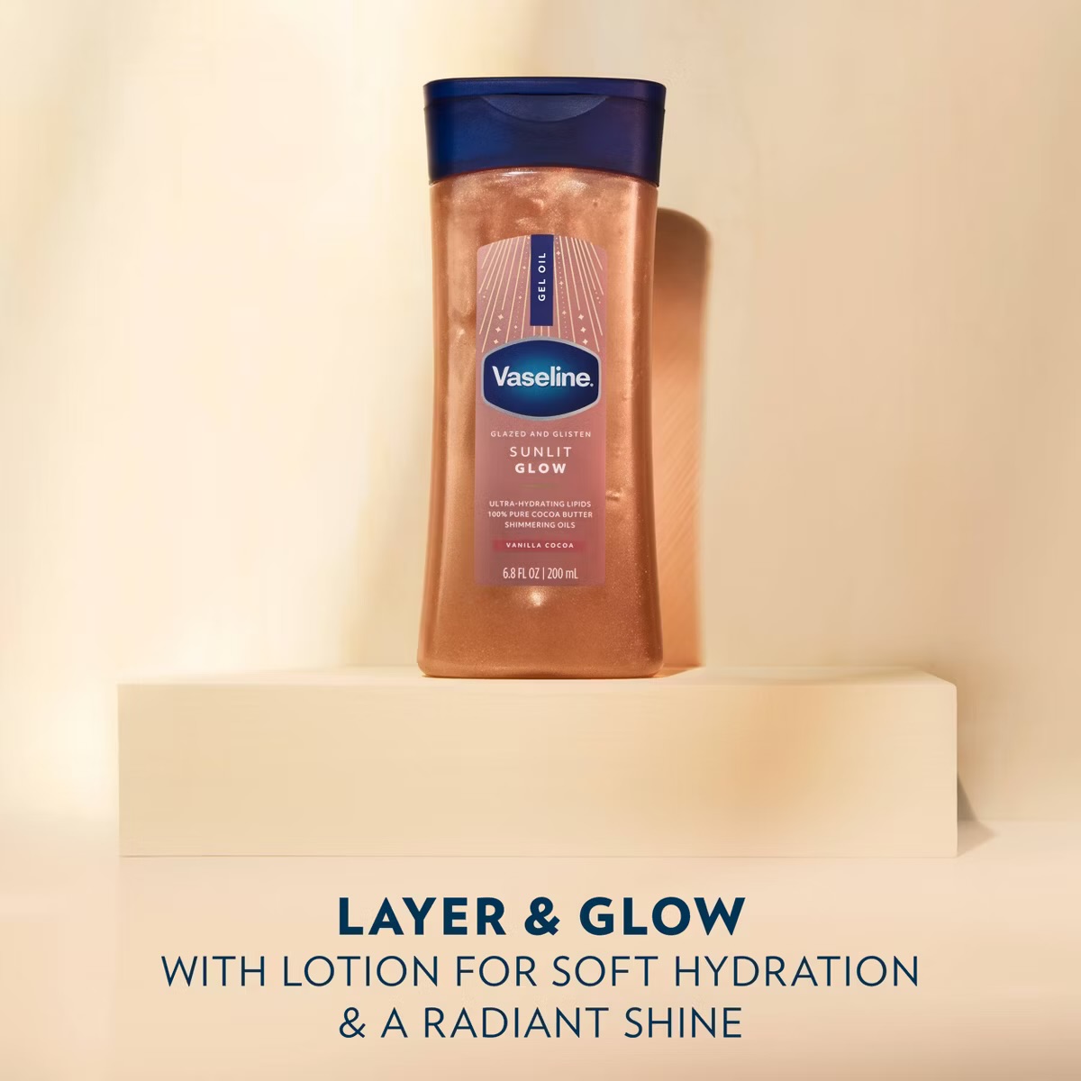 Vaseline Sunlit Glow Gel Oil Vanilla Cocoa 200ml - Image 3